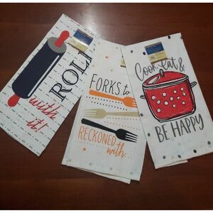 Set of 3 funny kitchen towels flour sack